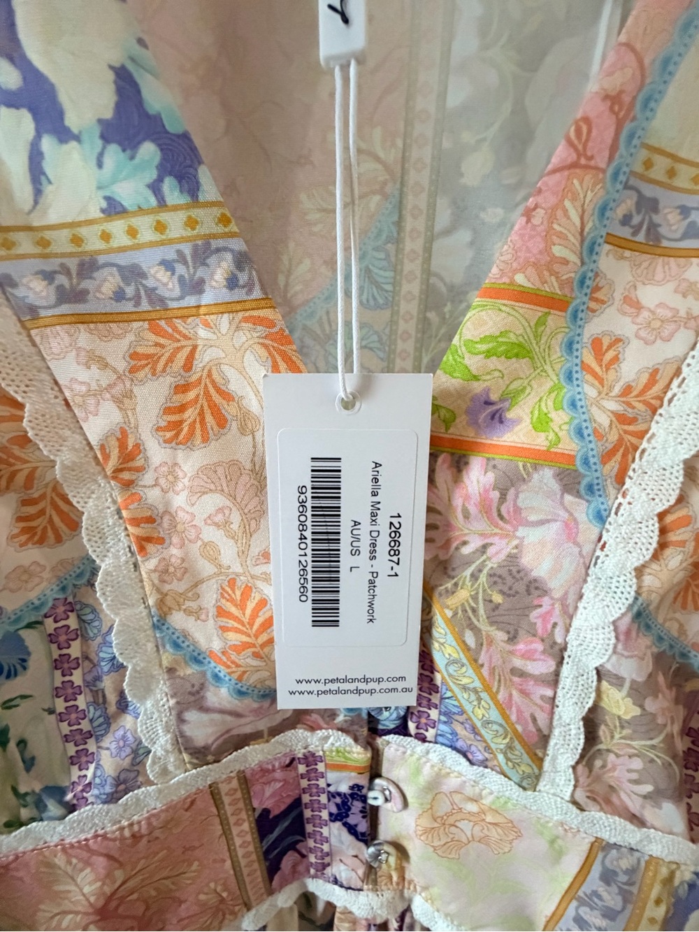 NWT Petal & Pup Ariella Maxi Dress Large Patchwork Boho Floral Cottagecore - Picture 5 of 10